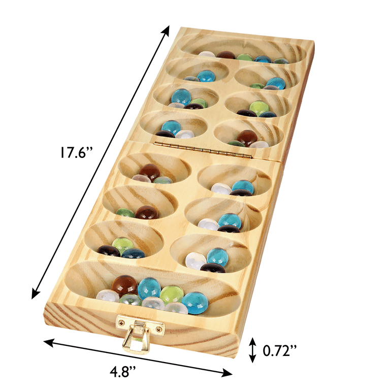 Classic Mancala Strategy Board Game, Wooden Folding Set Ages 6+ photo 5