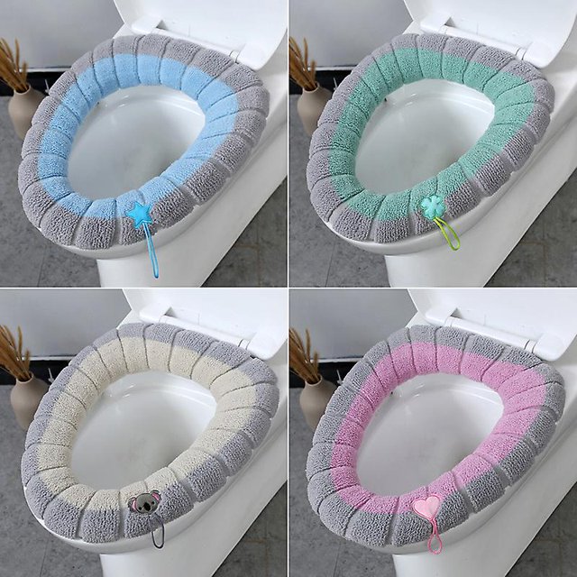 4 piezas de cojín de asiento de inodoro universal CHAO elástico y Lavable de tela gruesa y suave