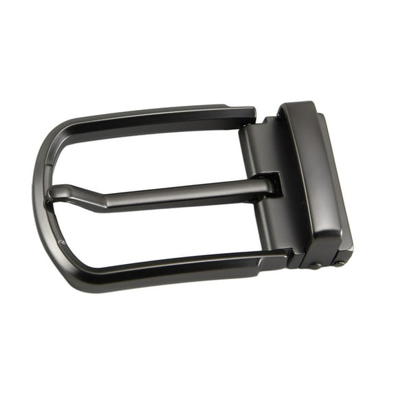 Milageto Reversible Belt Buckle Alloy Rectangle Pin Buckle for Fathers Day Dress Belt gray and black