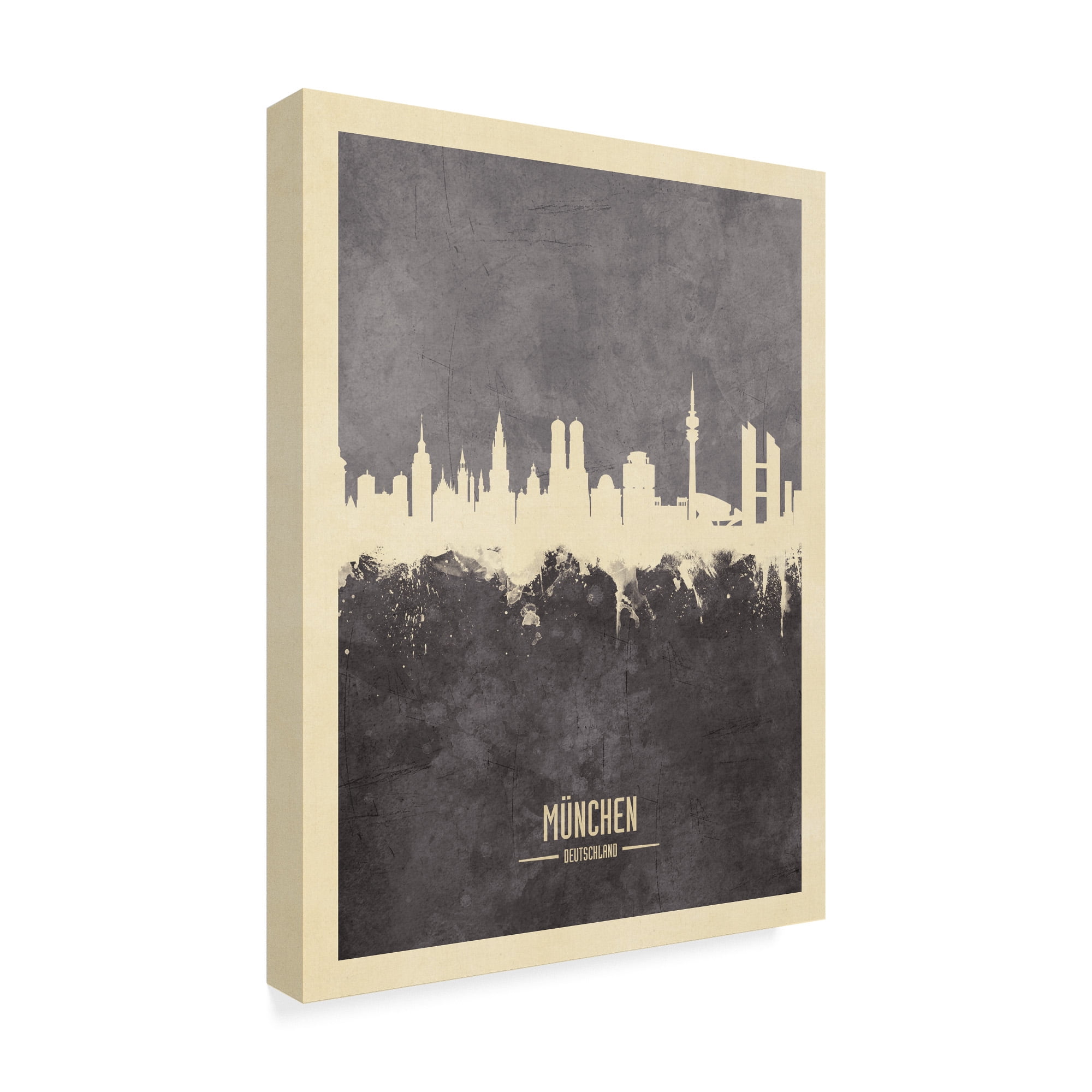 Trademark Fine Art 'Munich Germany Skyline Gray' Canvas Art by Michael Tompsett