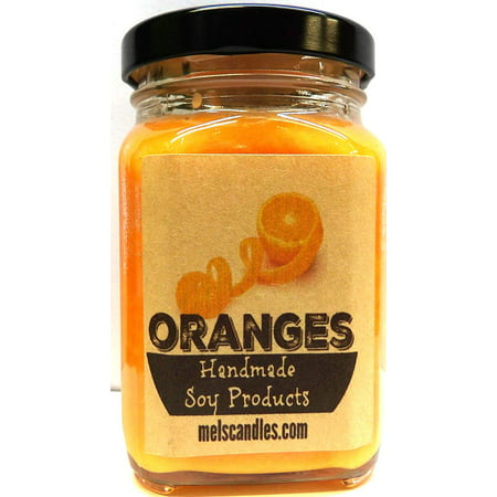 Oranges 6oz Victorian Square Glass Jar Soy Candle - Made with Essential Oil Sophisticated and