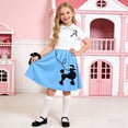 thumbnail image 2 of Staki Girls 50s Outfit Girls 1950s Poodle Skirt Costume Set, 4PCS Sock Hop Outfit, Retro 50s Dress Up Costume for Halloween, School Party 2T 3T 4T Pink,4-5 Years, 2 of 5