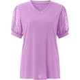 thumbnail image 4 of Cute Summer Tops for Women 2024 Trendy for Work Knit Tops Short Sleeve Women Blouses Casual Tops Fashion Blouses Women, 4 of 8