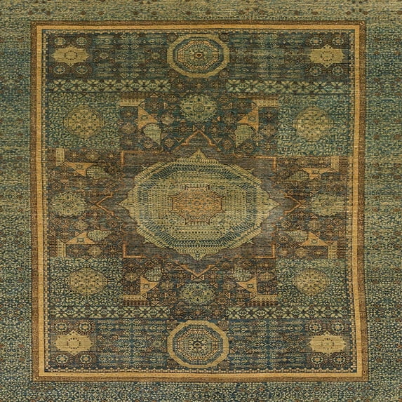 Ahgly Company Indoor Square Abstract Chocolate Brown Abstract Area Rugs, 8' Square
