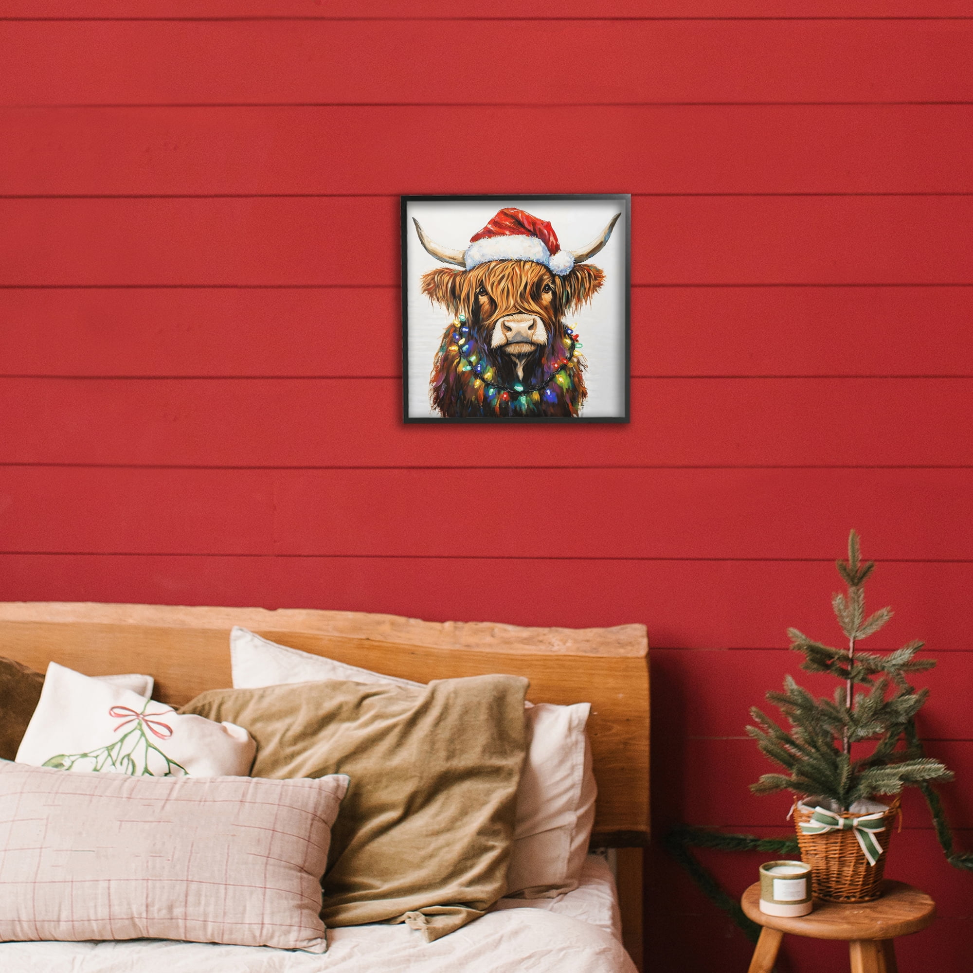 Holiday Lights Bedecked Highland Black Framed Giclee Art, design by Petal Prints Design