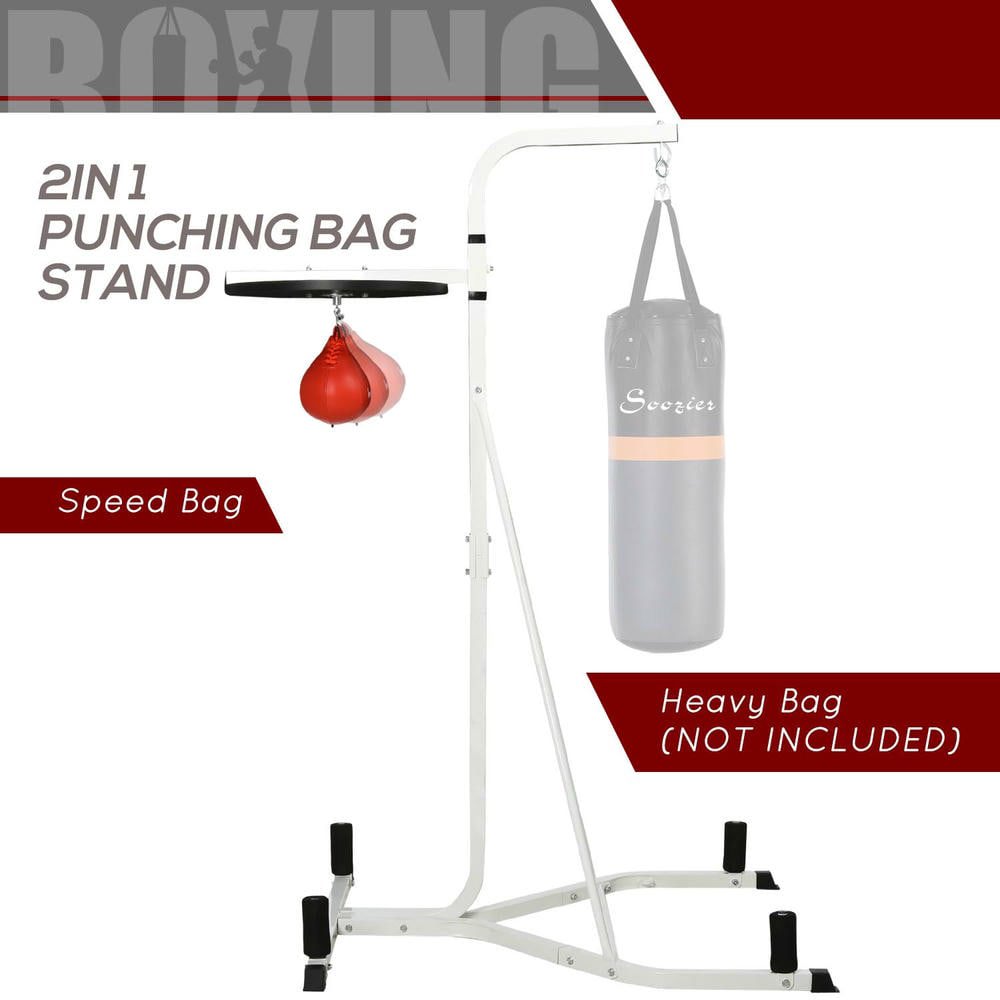 Resenkos 2-in-1 Freestanding Heavy Bag and Speed Bag Stand with Weighted Base - White