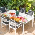 thumbnail image 2 of Pink Yellow Floral Table Cloths for 4 Foot Rectangle Tables, Spring Flowers Elegant Botanical Patio Waterproof Elastic Fitted Tablecloths, Washable Rectangular Table Cover for Camping, 2 of 8