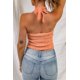 thumbnail image 1 of ABPHQTO Camiseta sin mangas con cuello halter y espalda abierta fruncida naranja para mujer, 1 of 5