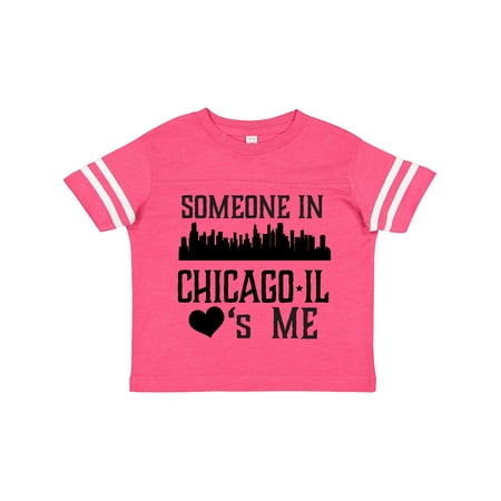 

Inktastic Chicago Illinois Someone Loves Me Skyline Gift Toddler Boy or Toddler Girl T-Shirt