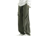 thumbnail image 5 of bnaln Cargo Pants for Men Outdoor Hiking Long Athletic Pants with Multipocket Elastic Waist Wide Leg Cropped Comfy Trouser, 5 of 7