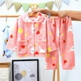 thumbnail image 4 of Rhoudy Clothes For Girl 11-12 Years Cozy Flannel Long Sleeve Pajama For Cartoon Print Kids Sleepwear For Cold Weather Autumn Winter Nightwear Outfit Basic Outfits Pink, 4 of 4