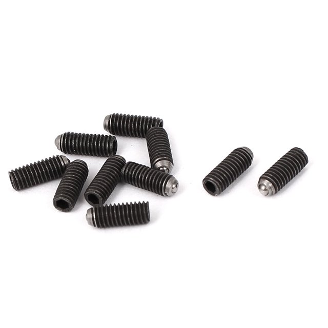 M3 x 6mm Hex Socket Drive Spring Ball Plunger Screw Negro 10pcs
