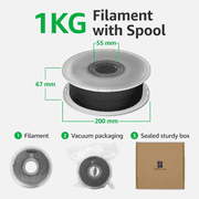 Bambu Lab PLA Basic 3D Printer Filament with Spool 1.75mm (Black, 1kg)