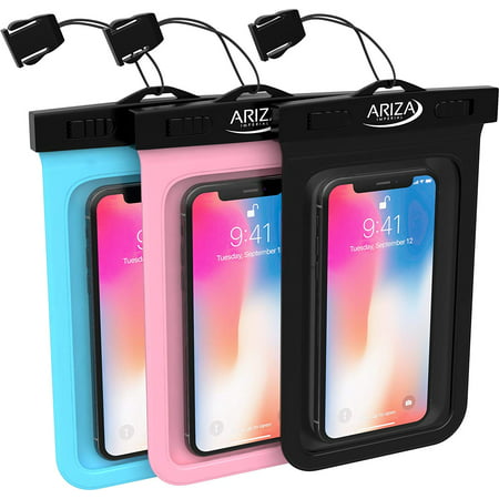 Ariza Imperial 3 Pack Waterproof Phone Case [protects Phone From Water Damage] - Universal Mobile Phone Case/pouch For Iphone 6 6s 5 5s 6 Plus 7 8 X , Samsung Galaxy S6 S7 S8 S9 Note (Best Waterproof Case For Samsung Note 3)