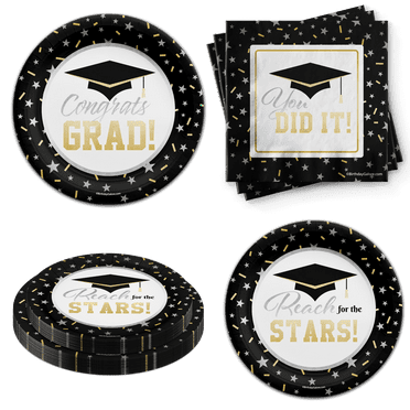 Birthday Galore Graduation Party Tableware Set Includes Plates Napkins | Kit for 24