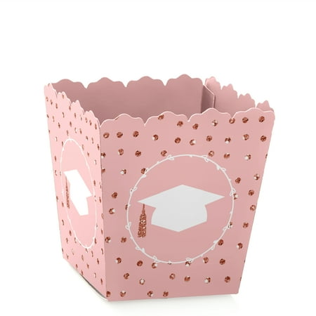 Gold Candy Box - Rose Gold Grad - Party Mini Favor Boxes - Graduation Party Treat Candy Boxes - Set of 12
