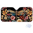 thumbnail image 2 of Xoenoiee Dragonfly Daisy Flower Print Car Windshield Sun Shade Cover Foldable Auto Front Windshield Sun Shade Fit for Most Vehicles, Keep Your Car Cooler, 2 of 7