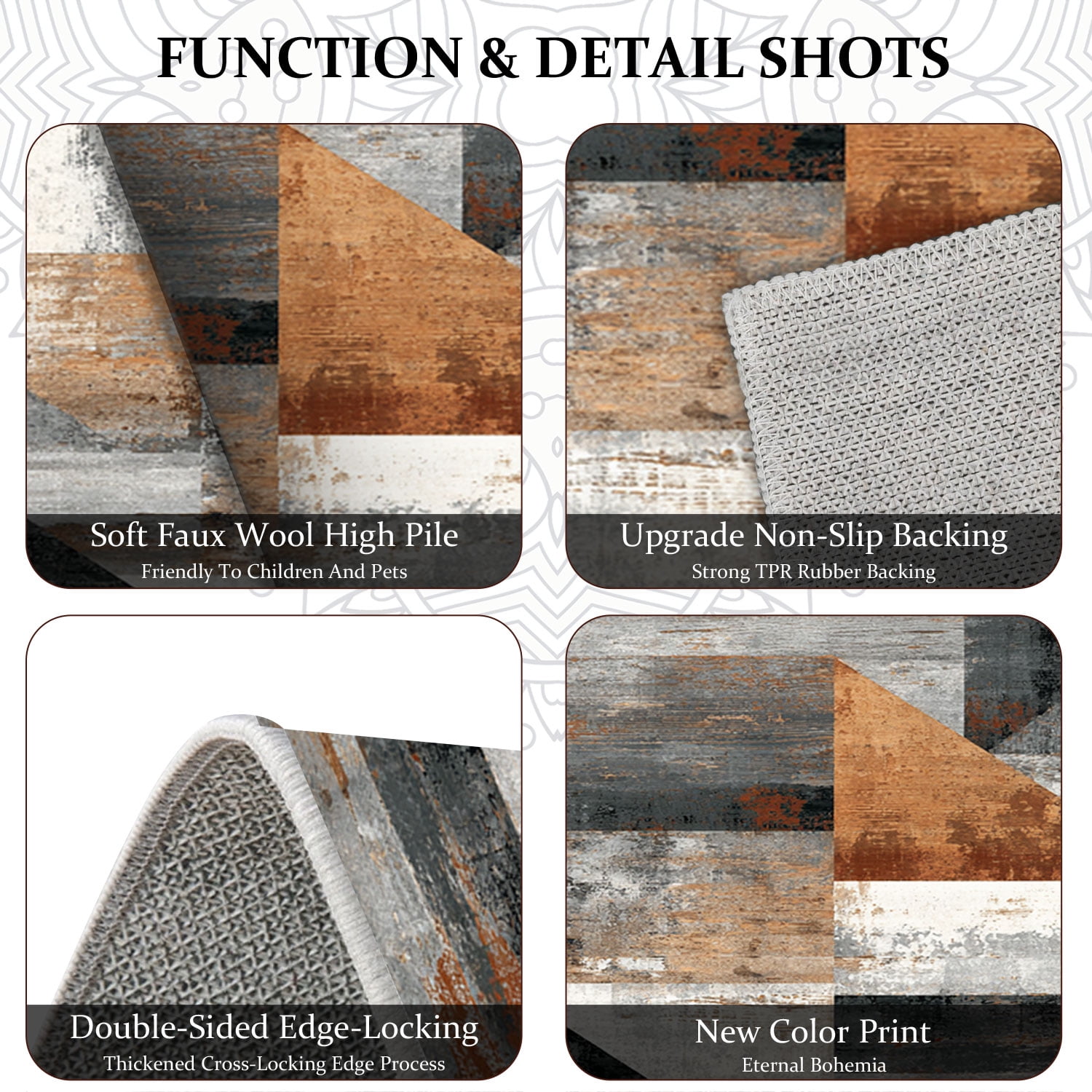 Three-Piece Kitchen Rug Set, Abstract Pattern Kitchen Hallway Rug, Soft And Comfortable, Suitable for Sinks, Floors, Entrances, Hallways, Bathrooms