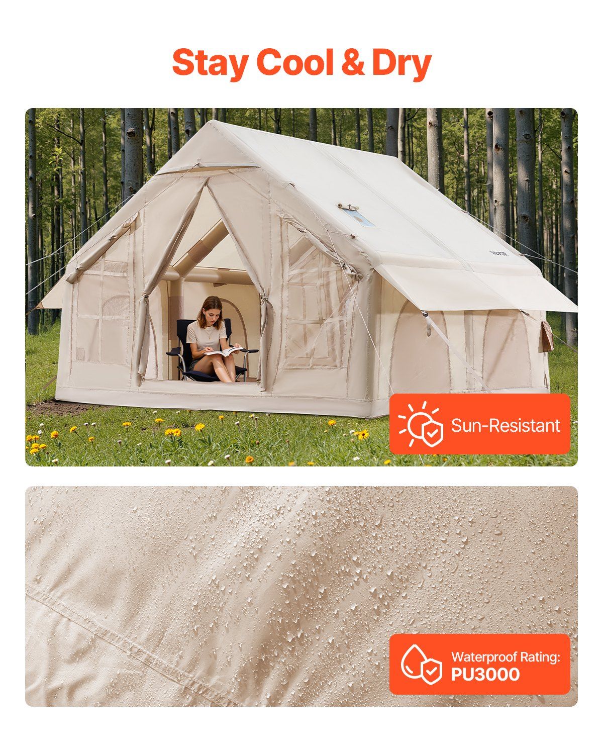 Easy Setup 4-6 Person Inflatable Tent for Camping