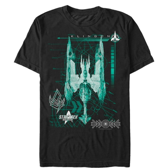 Men's Star Trek: Discovery Klingon Ship The Qatlh  Graphic Tee Black 3X Large