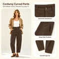 thumbnail image 6 of Oksale Corduroy Pants for Women Petite Trendy High Waisted Button Barrel Pants Loose Comfortable Khaki Pants with Pockets Fashion Outfits Coffee S, 6 of 8
