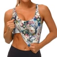 thumbnail image 2 of JUNZAN Colorful Flowers Print Women's Workout Tank Tops - U Back Fitness Top with Built-In Shelf Bra, Perfect for Yoga and Gym-Small, 2 of 8