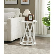 Kings Brand Furniture Emma Round Side End Table - Modern Accent Table for Living Room, Bedroom, Office (White)