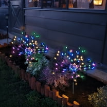 Solar Garden Lights, 2 X Colorful LED Solar Outdoor Lights Waterproof Solar Firework Lights with 2 Lighting Modes Twinkling and Steady-ON for Garden, Patio, Yard, Flowerbed, Parties