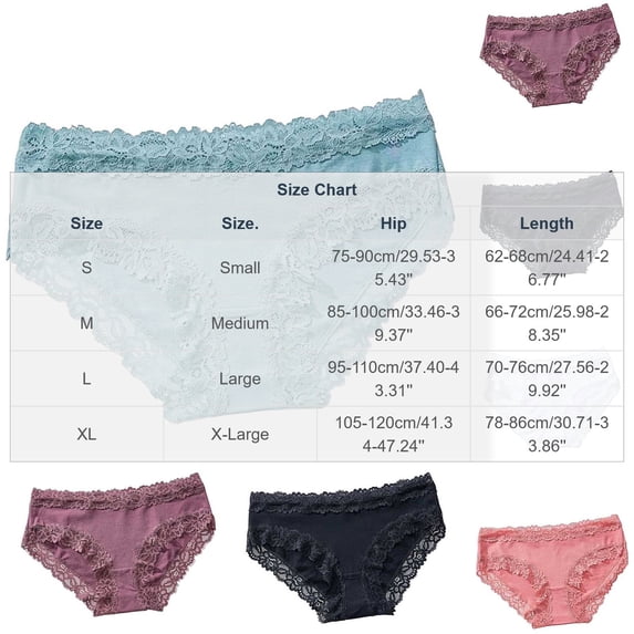QSAWXQZ Women's Briefs Lace Trim Mid Waist Soft Stretch Cotton Underwear Panties Soft Everyday Innerwear L