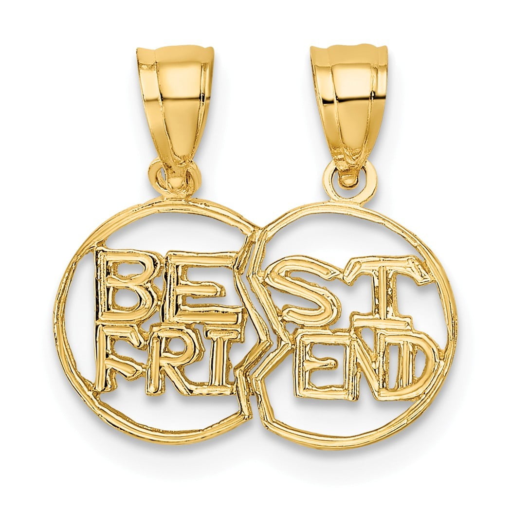 10k Gold Break Apart Cut out Best Friend Pendant Necklace Jewelry Gifts