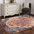 thumbnail image 3 of Blue Pink Runner Rug 2.7x5 FT, Non Slip Entryway Carpet, Boho Middle Century Geometric Abstract Washable Soft Floor Carpet Entrance Mat Non-Shedding Throw Rug for Hallway Laundry Room Bedside, 3 of 9