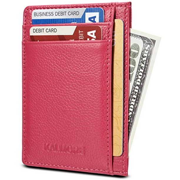Bel terug paneel Begrafenis Credit Card Holder Genuine Leather Slim & Thin Pocket Wallet Minimalist  Wallet Money Clip RFID Blocking - Walmart.com