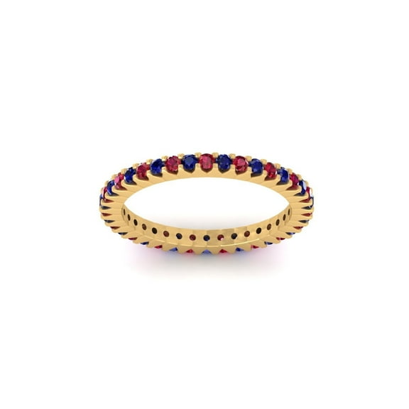 1.0CT Sapphire and Garnet Wedding Band Ring for Women, Stackable Anniversary Gemstone Ring, Elegant Sterling Silver Jewelry