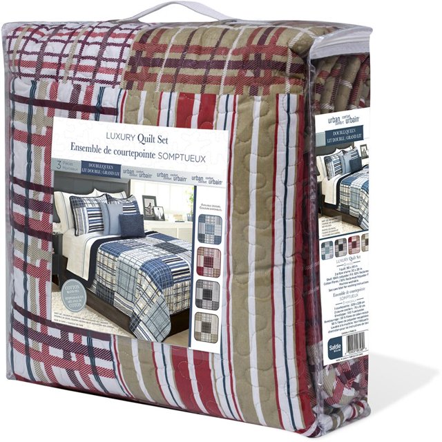 Safdie & Co. 3-piece Duncan Premium Microfiber King Quilt Set in Red