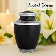 Aluminum Handcrafted Urn - Elegant Keepsake Holder for Adult Human Ashes (Onyx & Chrome)