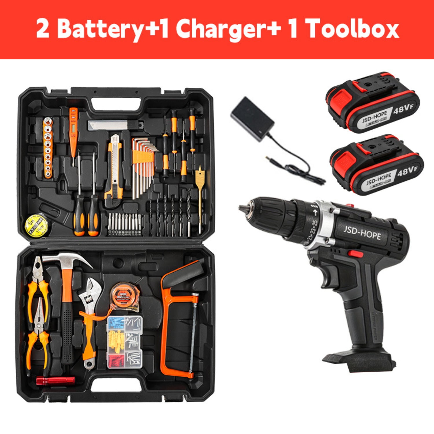 Cordless Lithium-ion Drill/Driver, 2-Speed Electric Drill for Home DIY Use