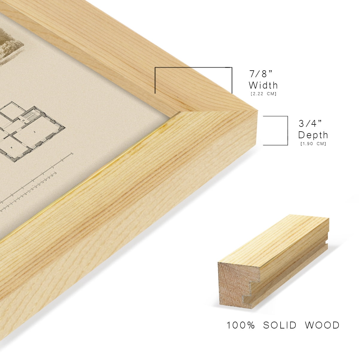 Estate and Plan III -Framed Print w/glass-Natural Wood