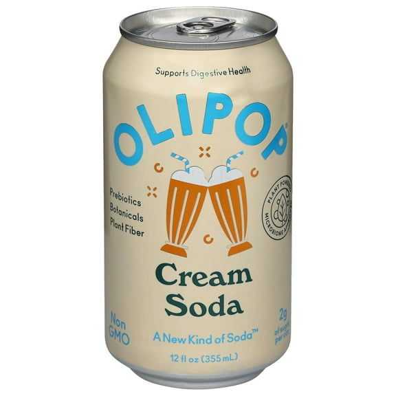 Pack of 2 Olipop Cream Soda Prebiotic Soda Can, 12 fl oz (packaging may vary)
