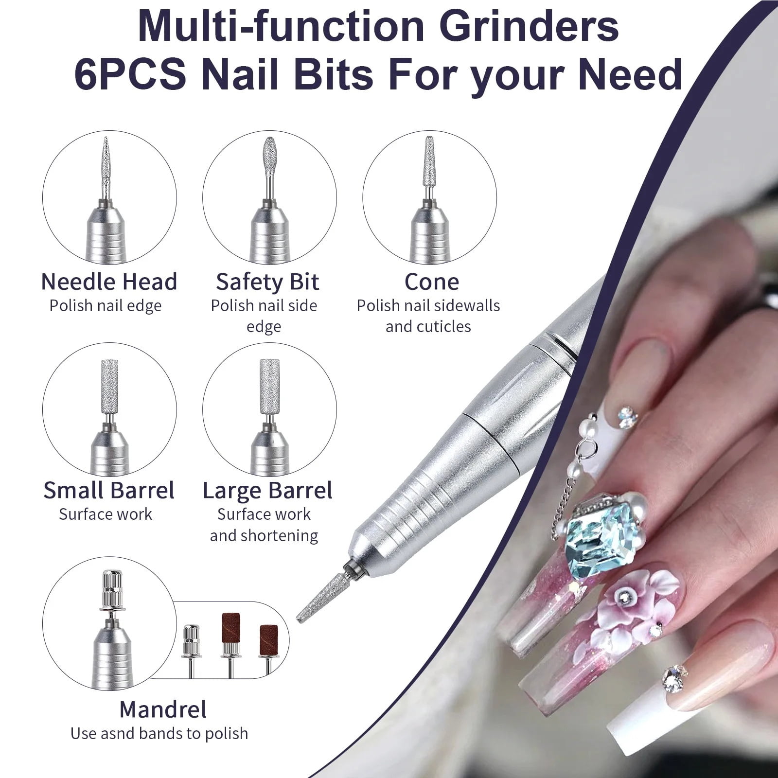 V4 Professional 45000 RPM Rechargeable Portable Electric Nail File And Drill For Manicure Gel Nail Removal