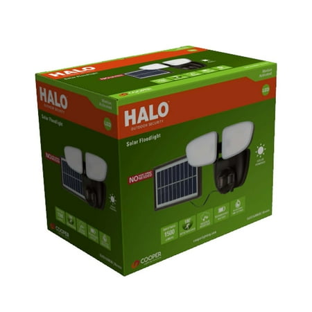 Halo Solar Outdoor LED Twin Head Flood and Security Light 180 Degree Motion Sensor 1500 Lumens