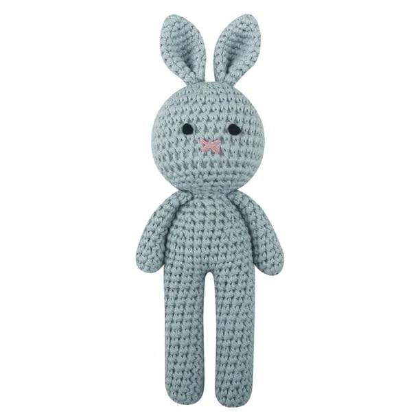 Conejo de ganchillo para bebé, lindo Animal de peluche hecho a mano, juguete calmante, E65D