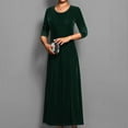 thumbnail image 4 of Maxi Velvet Dress for Women 3/4 Sleeve Long Flowy A-Line Deesses Elegant Casual Solid Color Fall Winter Party Dress, 4 of 4