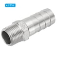 thumbnail image 3 of Uxcell 4/5" Hose Barb x 1/2" NPT Thread 304 Stainless Steel Barb Hose Fittings, 2 Pack, 3 of 6