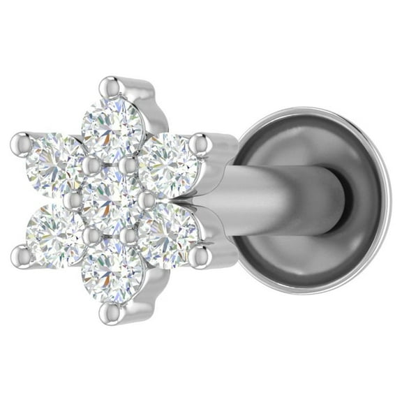 0.07 Carat 7-Stone Cluster Diamond Nose Pin Stud in 18K White Gold