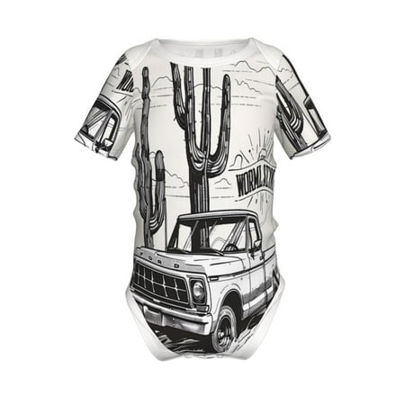 

Junzan Vintage Cactus Pickup Print Short-Sleeve Baby Climbing Clothes Bodysuits for Infant One-Piece for Baby Boys & Girls Baby Clothes Baby Romper with Snap Closure-3 Months