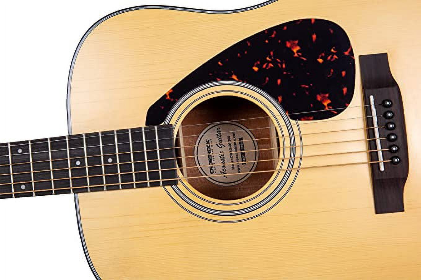Crossrock 6 String Acoustic Dreadnought Guitar with Hard Case, Spruce Top, Student Guitar