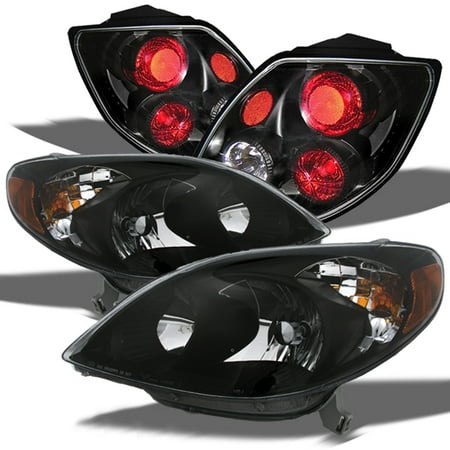 Fits 03-08 Matrix Black Bezel Headlights Replacement + Black Tail Lights (Best Way To Blackout Tail Lights)