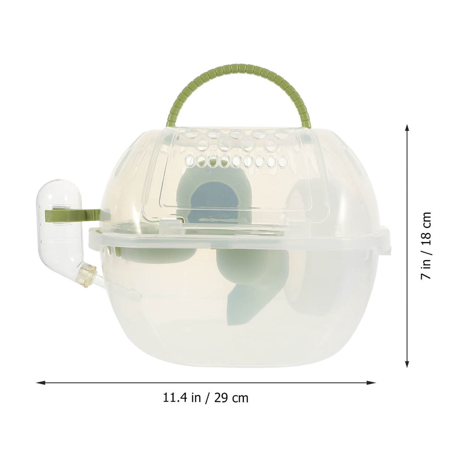 OFFIGAM Green Hamster Travel Carrier Plastic Pet Cage Compact Comfortable for Outdoor Adventures