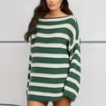 thumbnail image 5 of Women's Oversized Striped Knit Sweater Soft Chunky Pullover with Long Sleeves, Casual Loose Fit, 5 of 5