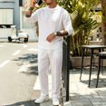 thumbnail image 2 of PNTUTB Fall Winter Men's Solid Color Outfit Sets Crew Neck Long Sleeve Top Elastic Waist Drawstring Pant Two Piece Set Loose Comfort Daily Casual Sets, 2 of 7